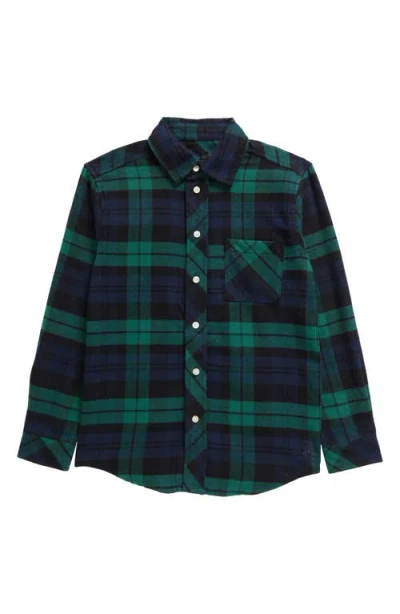 Brooks Brothers Kids' Cotton Flannel Button-up Shirt In Dark Green