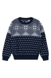 Brooks Brothers Kids' Fair Isle Cotton Crewneck Sweater In Blue