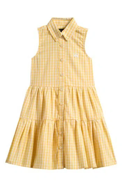 Brooks Brothers Kids' Gingham Tiered Shirtdress In Yellow