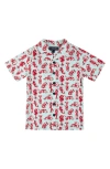 Brooks Brothers Kids' Lobster Print Short Sleeve Button-up Shirt In Aqua Green