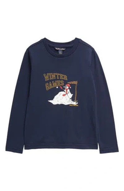 Brooks Brothers Kids' Long Sleeve Graphic T-shirt In Navy
