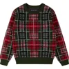 Brooks Brothers Kids' Plaid Cotton Crewneck Sweater In Red