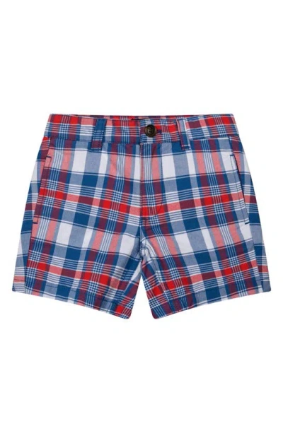 Brooks Brothers Kids' Plaid Stretch Cotton Chino Shorts In Blue