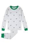 Brooks Brothers Kids' Raquet Print Cotton Pajamas In Grey