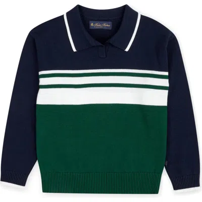 Brooks Brothers Kids' Stripe Cotton Polo Sweater In Navy