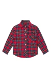 Brooks Brothers Boys Brushed Cotton Plaid Flannel Sport Shirt In Red