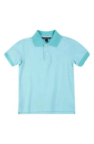Brooks Brothers Kids' Tonal Contrast Cotton Piqué Polo In Aqua Green