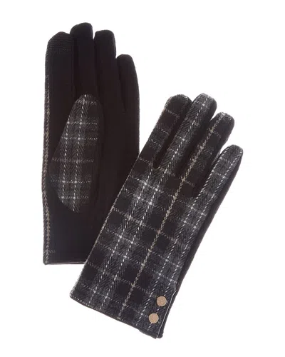 Brooks Brothers Knit Plaid Wool-blend Gloves In Black