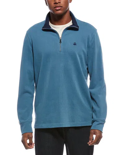 Brooks Brothers Knit Solid 1/4-zip Pullover In Blue