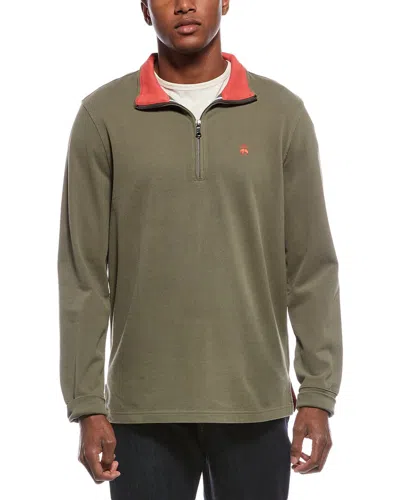 Brooks Brothers Knit Solid 1/4-zip Pullover In Green