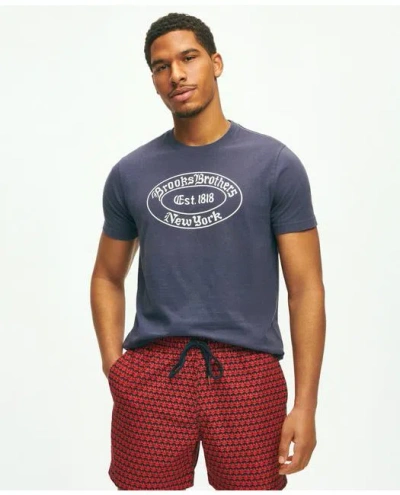 Brooks Brothers Label Graphic T-shirt In Navy