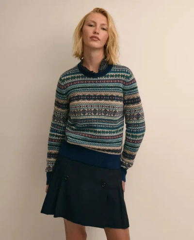 Brooks Brothers Lambswool Fair Isle Sweater In Teal
