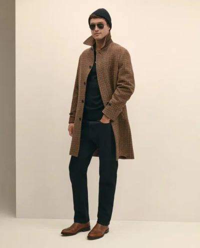 Brooks Brothers Lambswool Tattersall Balmacaan Coat In Brown