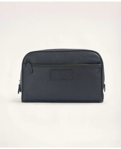 Brooks Brothers Large Pebbled Leather Dopp Kit In Black