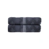 Brooks Brothers Large Square 2 Pcs Bath Sheets In Anthracite
