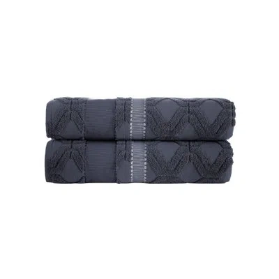 Brooks Brothers Large Square 2 Pcs Bath Sheets In Anthracite