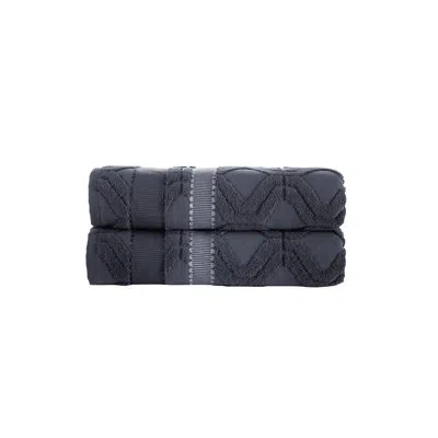 Brooks Brothers Large Square 2 Pcs Bath Towels In Anthracite