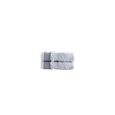 Brooks Brothers Large Square 2 Pcs Wash Towels In Silver