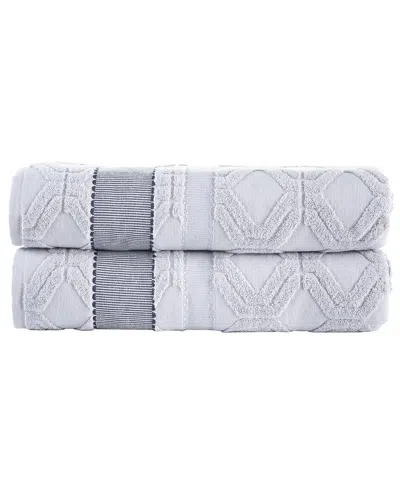 Brooks Brothers Large Square 2pc Bath Sheets In Silver