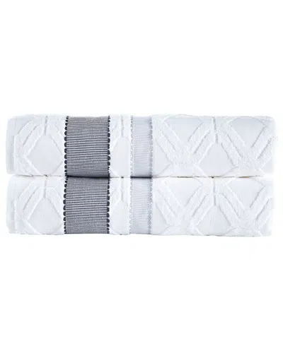 Brooks Brothers Large Square 2pc Bath Sheets In White