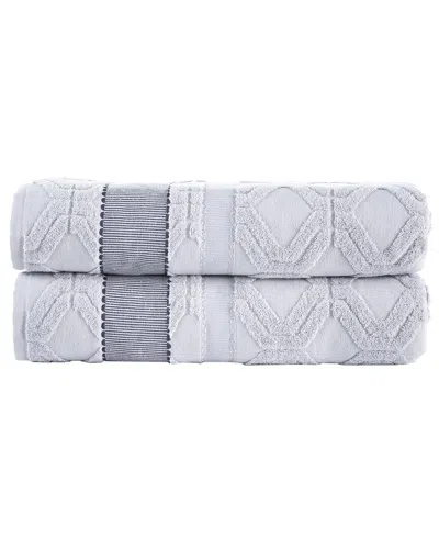 Brooks Brothers Large Square 2pc Bath Towels In Silver