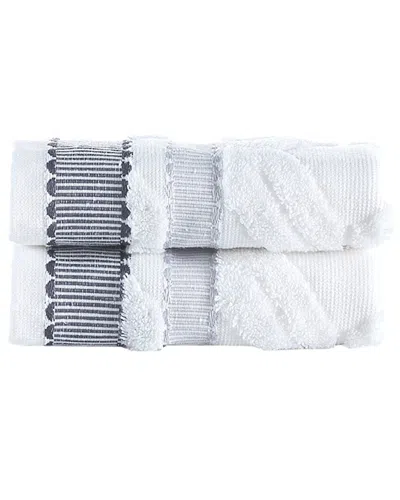 Brooks Brothers Large Square 2pc Wash Towels In White