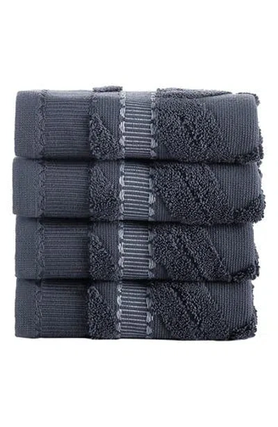 Brooks Brothers Large Square 4-pack Turkish Cotton Hand Towels In Black