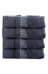 Brooks Brothers Large Square 4-pack Turkish Cotton Washcloths In Anthracite