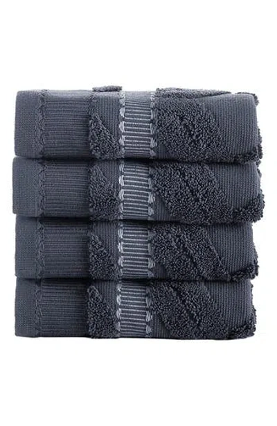 Brooks Brothers Large Square 4-pack Turkish Cotton Washcloths In Anthracite