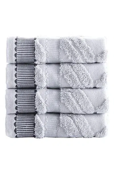 Brooks Brothers Large Square 4-pack Turkish Cotton Washcloths In Silver