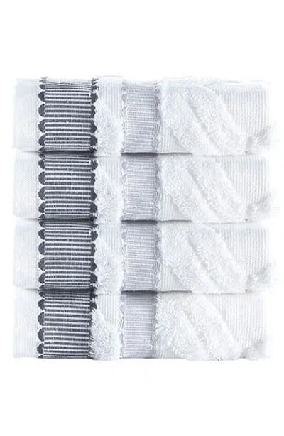 Brooks Brothers Large Square 4-pack Turkish Cotton Washcloths In White