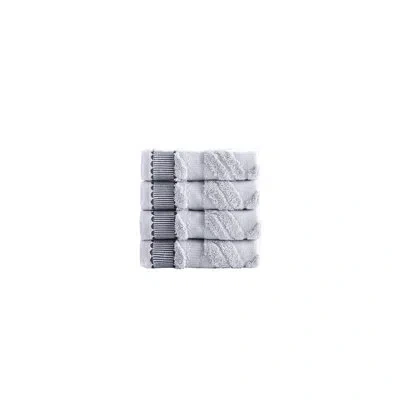Brooks Brothers Large Square 4 Pcs Wash Towels In Silver