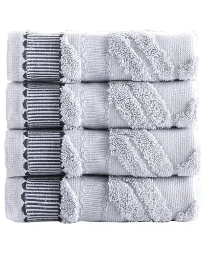 Brooks Brothers Large Square 4pc Wash Towels In Silver