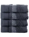 Brooks Brothers Large Square 4pc Wash Towels In Silver