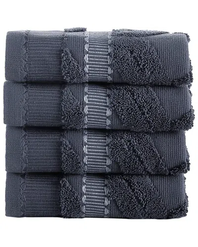 Brooks Brothers Large Square 4pc Wash Towels In Silver