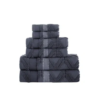 Brooks Brothers Large Square 6 Pcs Towel Set In Anthracite