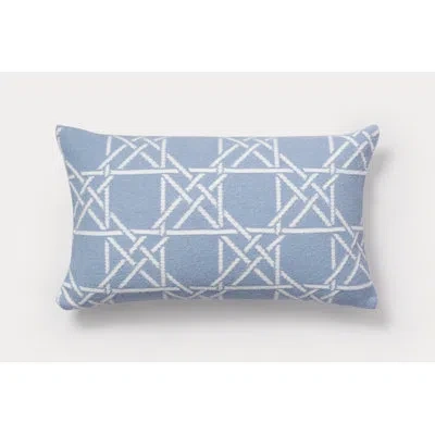 Brooks Brothers Lattice Work Decorative 100% Cotton Lumbar Rectangular Pillow Cover & Insert In Light Marine