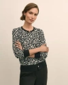 Brooks Brothers Leaf Print Cotton Cardigan Sweater In Black
