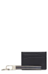 Brooks Brothers Leather Card Case & Key Chain Gift Set In Black