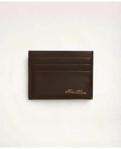 Brooks Brothers Leather Card Case In Brown