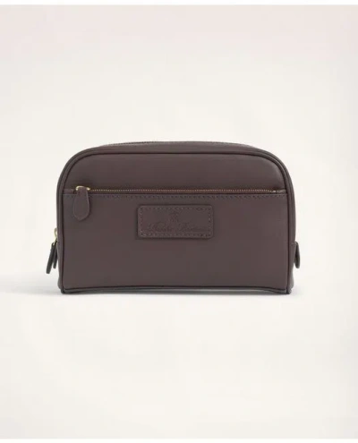 Brooks Brothers Leather Dopp Kit In Brown