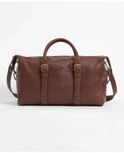 Brooks Brothers Leather Duffel Bag In Brown