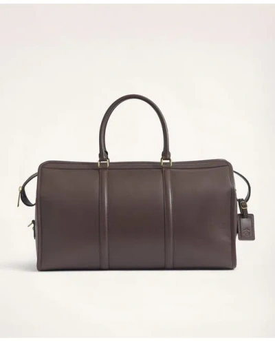 Brooks Brothers Leather Duffle Bag In Brown