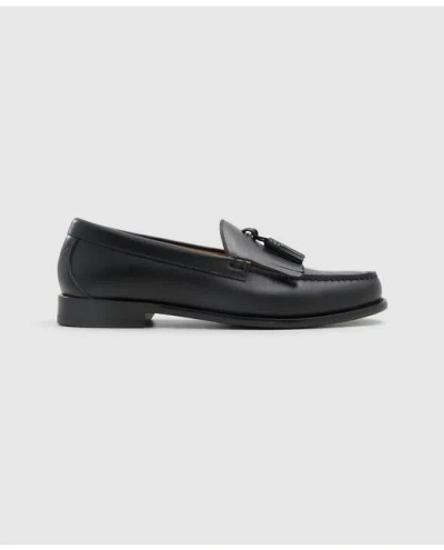 Brooks Brothers Leather Tassel Loafers In Black