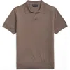 Brooks Brothers Lightweight Johnny Collar Cotton Polo Sweater In Brown