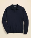 Brooks Brothers Lightweight Luxe All-season Sweater, Johnny Collar In Blue