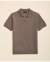 Brooks Brothers Lightweight Johnny Collar Cotton Polo Sweater In Taupe