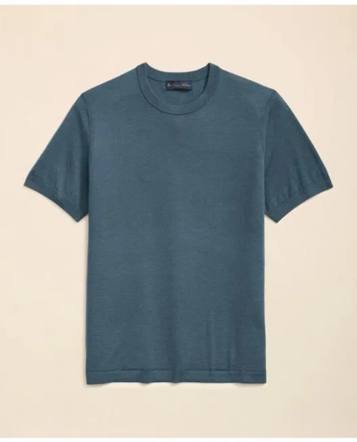 Brooks Brothers Lightweight Luxe All-season Sweater, Short Sleeve Crewneck In Dark Teal