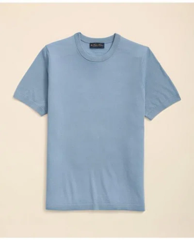 Brooks Brothers Lightweight Luxe All-season Sweater, Short Sleeve Crewneck In Light Blue