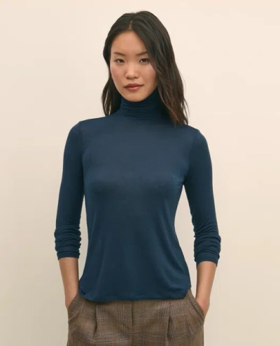 Brooks Brothers Lightweight Modal Cashmere Turtleneck Sweater In Blue